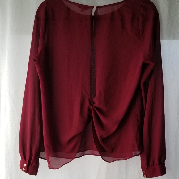 Naked Zebra Burgundy Twist Back Blouse - Picture 1 of 6